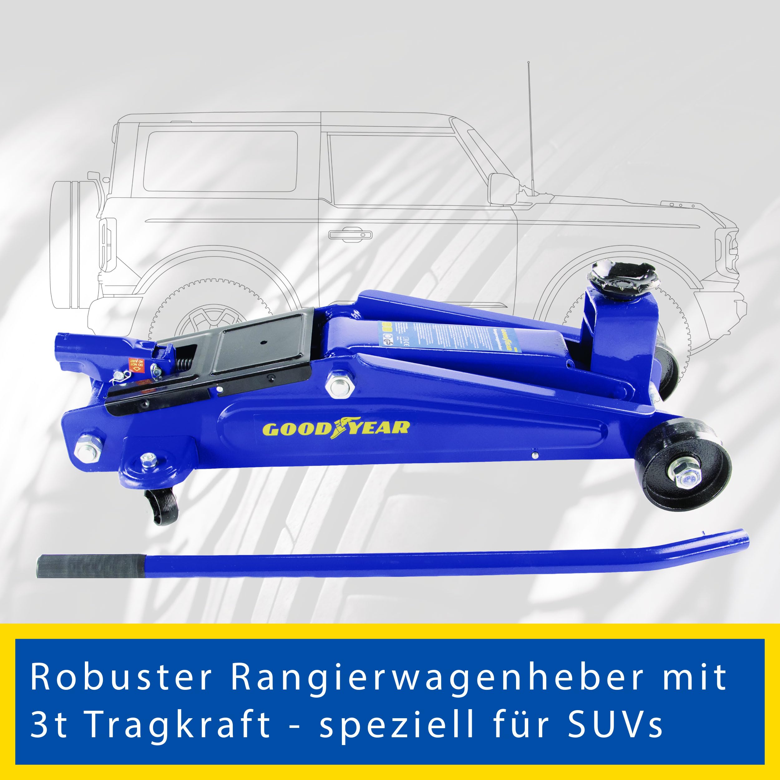 Goodyear 10640 Trolley Jack (3 Tons) for SUVs and Off-Road